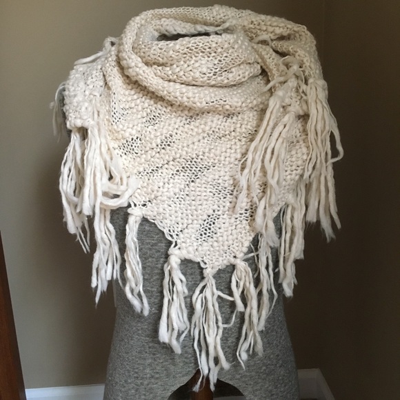 Accessories - Off White Fringe Wrap Around Scarf